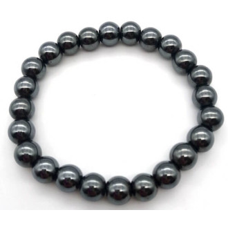 Bracelet Hematite perles 8mm -  Pierres Lithothérapie