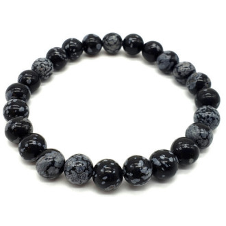 Bracelet Obsidienne Neige perles 8mm -  Pierres Lithothérapie