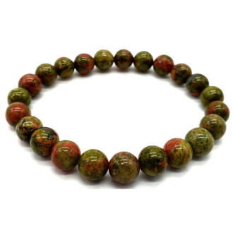 Bracelet Unakite perles 8mm -  Pierres Lithothérapie