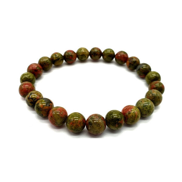 Bracelet Unakite perles 8mm -  Pierres Lithothérapie