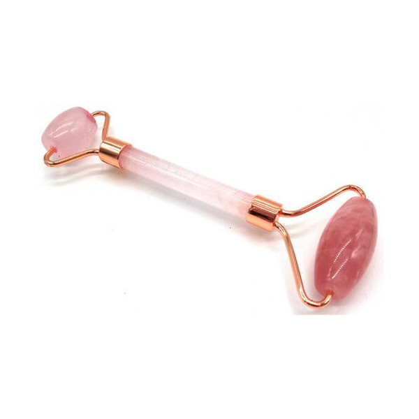 Gua Sha - Double Rouleau de Massage Quartz Rose -  Pierres Lithothérapie