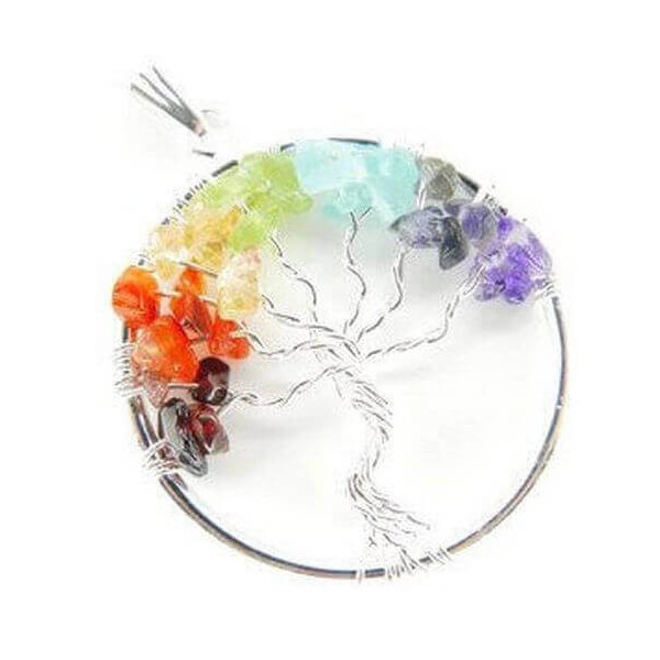 Pendentif arbre de vie 7 chakras - 4 cm. -  Pierres Lithothérapie