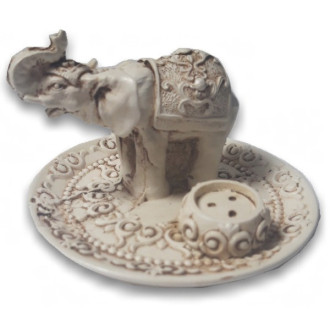 Porte encens résine éléphant blanc -  Déco - cadeaux