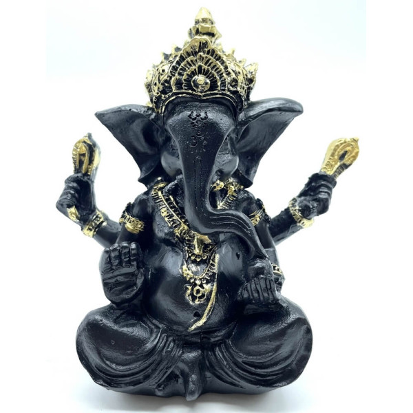 Statuette en résine noire de Ganesh 13 cm -  Déco - cadeaux