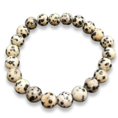 Bracelet Jaspe Dalmatien perles 8mm -  Pierres Lithothérapie