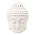 Brûle huile en céramique blanche tête de bouddha 14 cm