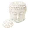 Brûle huile en céramique blanche tête de bouddha 14 cm