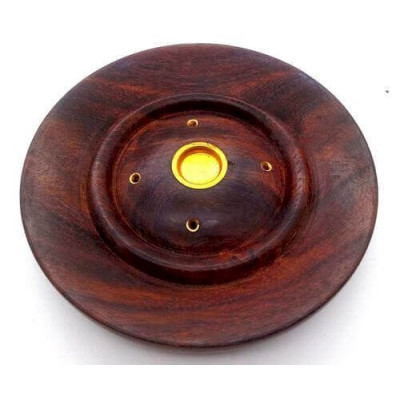 Porte encens en bois rond de 13 cm