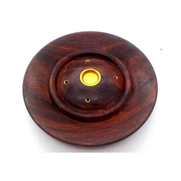 Porte encens en bois rond de 13 cm