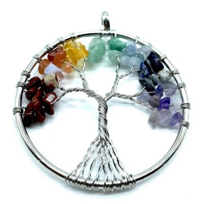 Pendentif arbre de vie 7 chakras - 6 cm