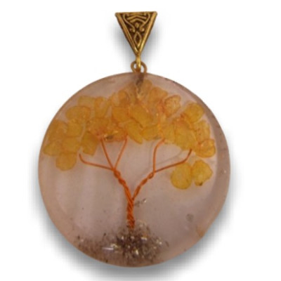 Pendentif Orgonite arbre de vie citrine