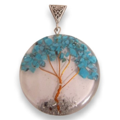 Pendentif arbre de vie turquoises