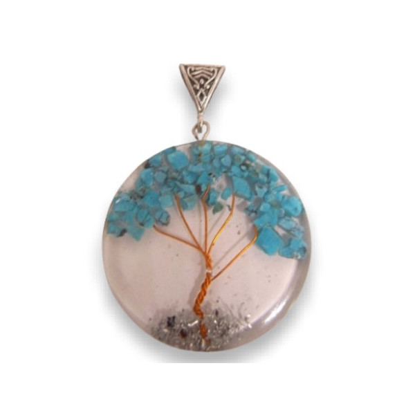 Pendentif arbre de vie turquoises